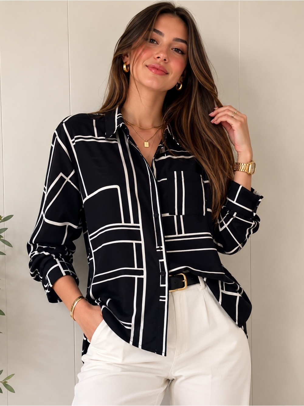 NWT Nine West Geometric Print Blouse